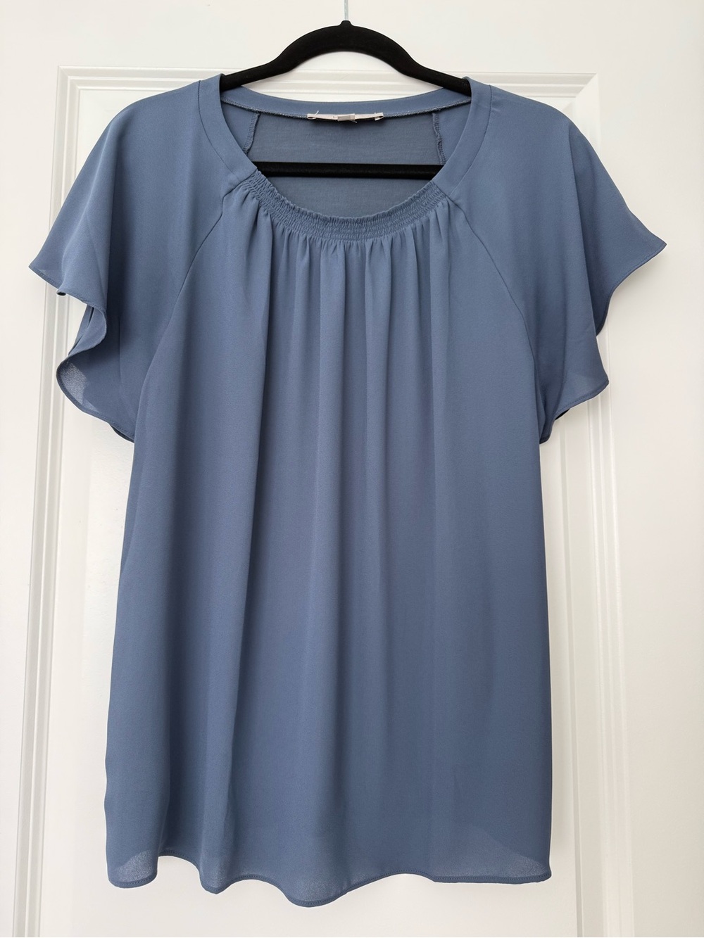 LOFT Dusty Blue Flutter Sleeve Top